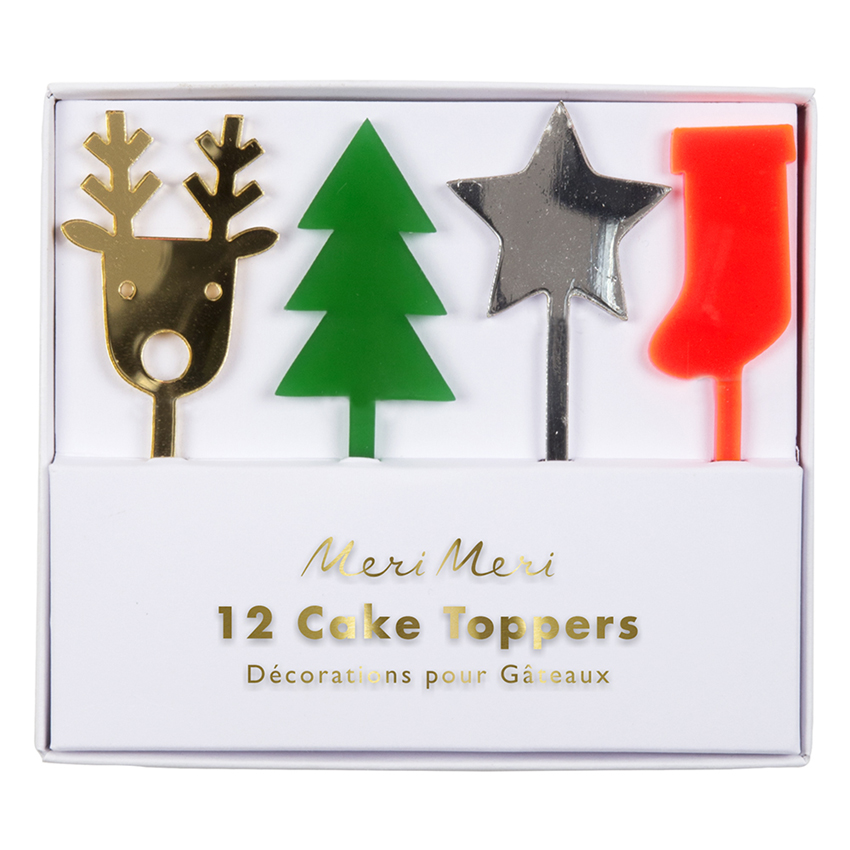 Festive Acrylic Cake Toppers Set of 12 By Meri Meri